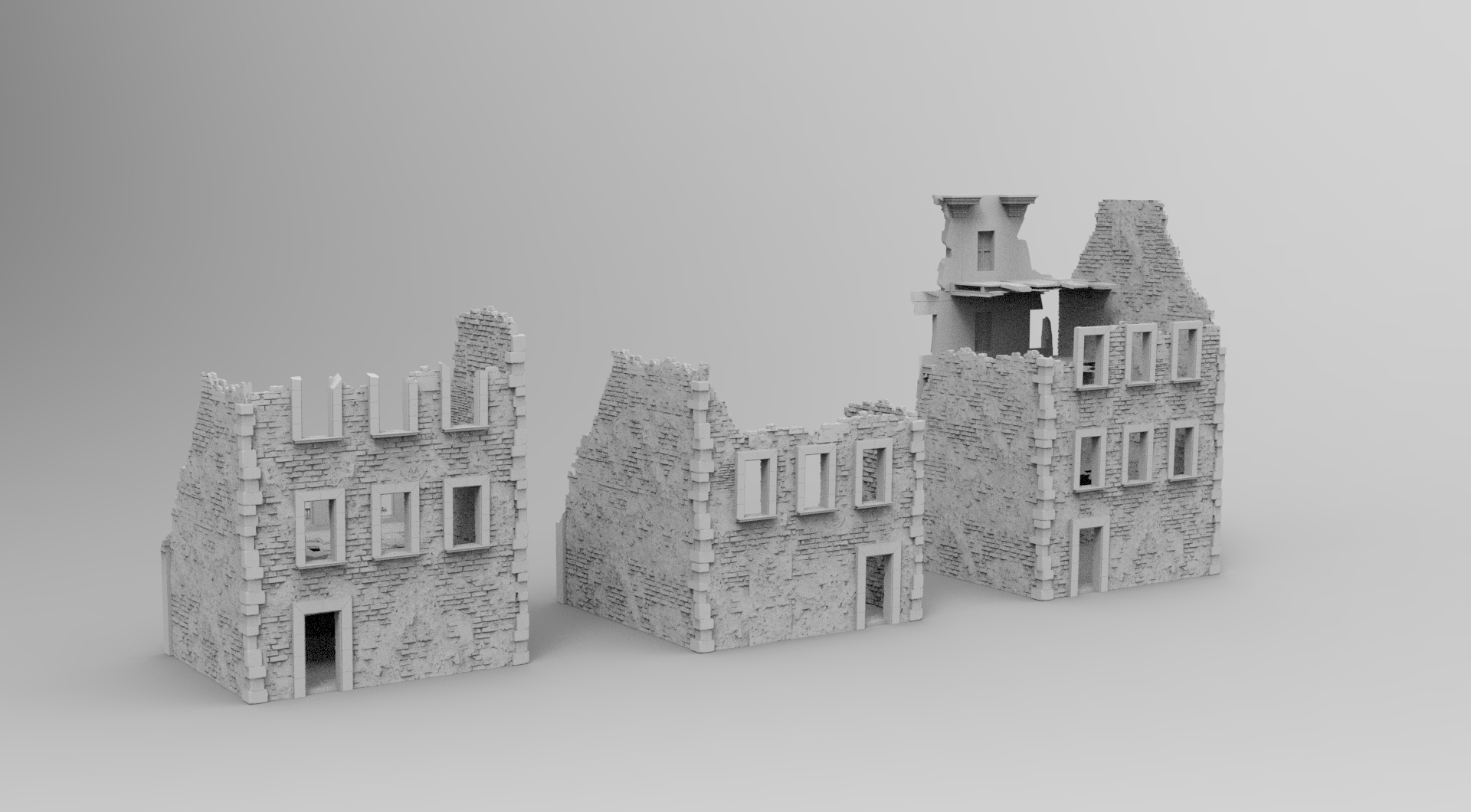 Damaged building set